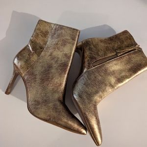 Zara Basic Collection  Metallic Gold Pointed Toe Ankle Boots
